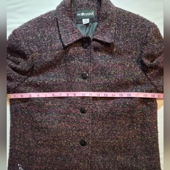 Talbots Purple Textured Tweed Wool Blend Blazer Jacket Size 14P - Picture 4 of 8